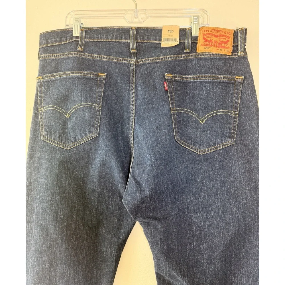 Levi's Men's 505 Regular Fit Straight Leg Jeans Dark Wash 40x32 Denim Mid Rise